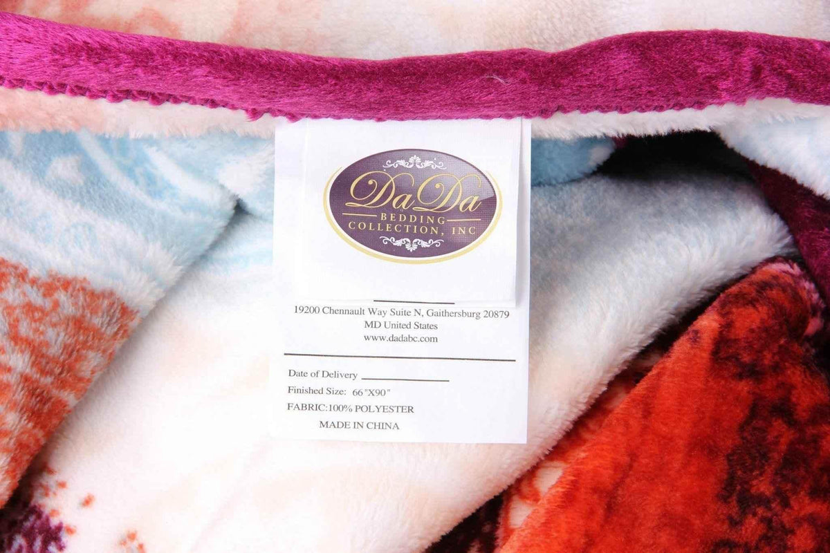 DaDa Bedding Paisley Dreams Floral Burgundy Mink Fleece Flannel Throw Blanket (XY0025) Throw Blankets by DaDalogy Bedding Collection