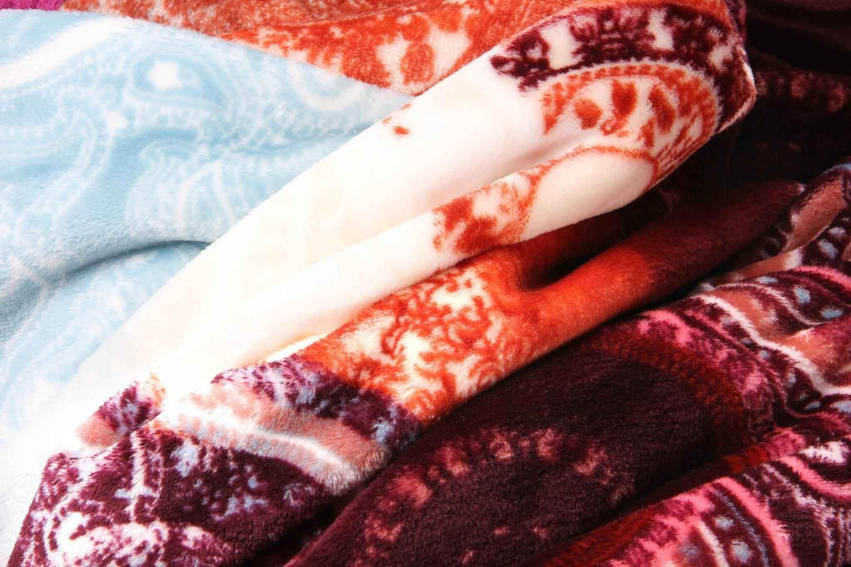 DaDa Bedding Paisley Dreams Floral Burgundy Mink Fleece Flannel Throw Blanket (XY0025) Throw Blankets by DaDalogy Bedding Collection