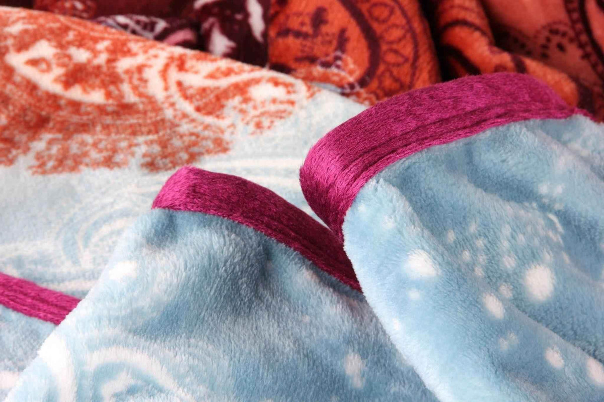DaDa Bedding Paisley Dreams Floral Burgundy Mink Fleece Flannel Throw Blanket (XY0025) Throw Blankets by DaDalogy Bedding Collection