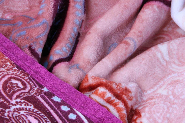 DaDa Bedding Paisley Dreams Floral Burgundy Mink Fleece Flannel Throw Blanket (XY0025) - GiFTiFY