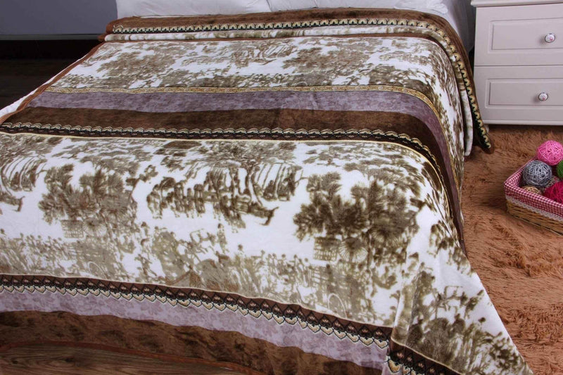 DaDa Bedding Elegant Twilight Lavender Brown Floral Flannel Mink Fleece Throw Blanket (XY9879) Throw Blankets by DaDalogy Bedding Collection