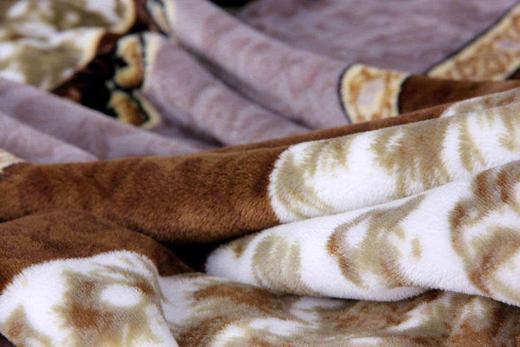 DaDa Bedding Elegant Twilight Lavender Brown Floral Flannel Mink Fleece Throw Blanket (XY9879) - GiFTiFY