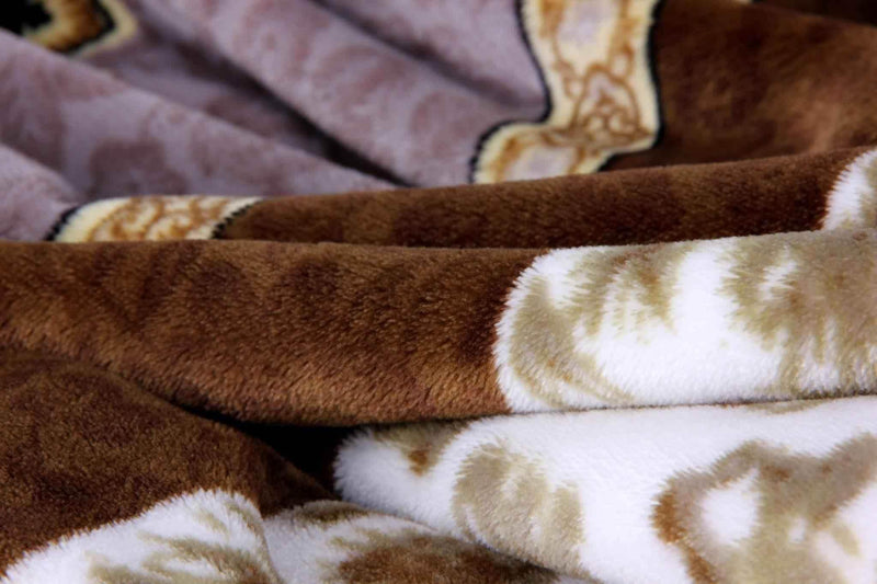 DaDa Bedding Elegant Twilight Lavender Brown Floral Flannel Mink Fleece Throw Blanket (XY9879) Throw Blankets by DaDalogy Bedding Collection