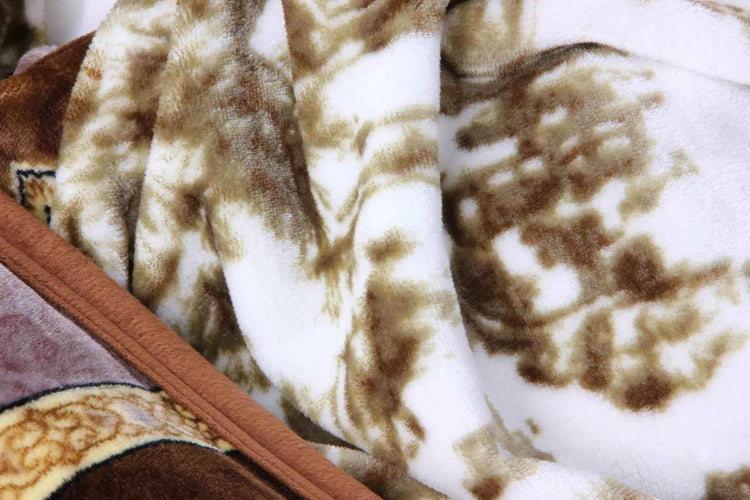 DaDa Bedding Elegant Twilight Lavender Brown Floral Flannel Mink Fleece Throw Blanket (XY9879) - GiFTiFY