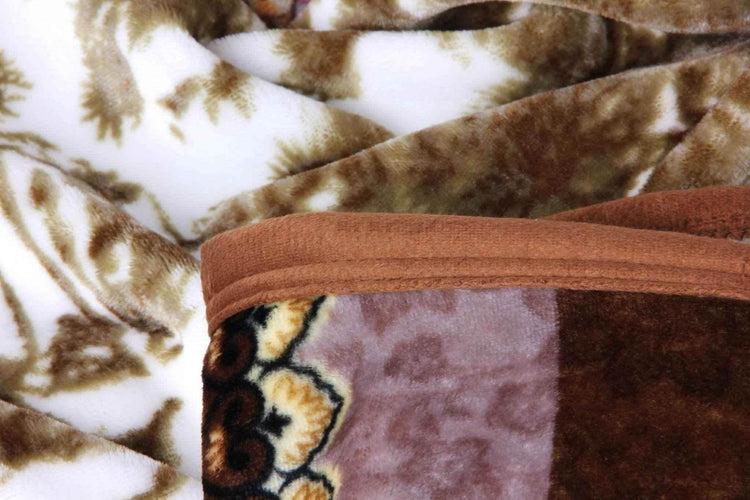 DaDa Bedding Elegant Twilight Lavender Brown Floral Flannel Mink Fleece Throw Blanket (XY9879) - GiFTiFY