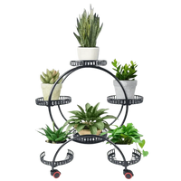Black Metal Plant Stands Six Tier Circular Design