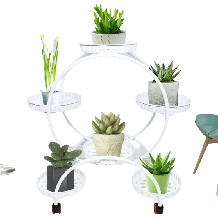 Black Metal Plant Stands Six Tier Circular Design - GiFTiFY