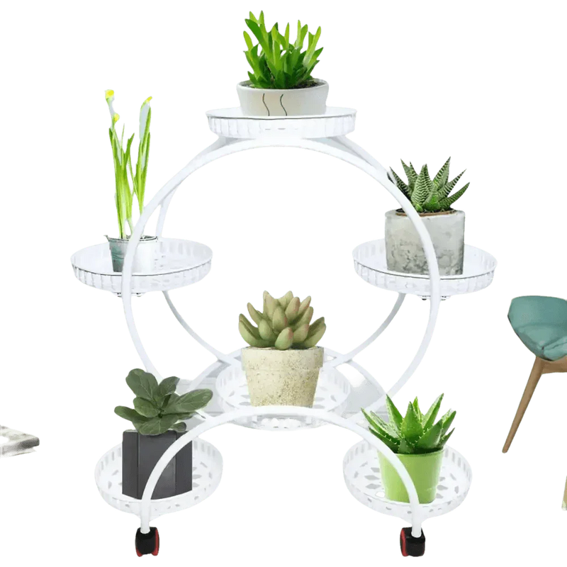 Black Metal Plant Stands Six Tier Circular Design Plant Stand by EASYBUY888 Store