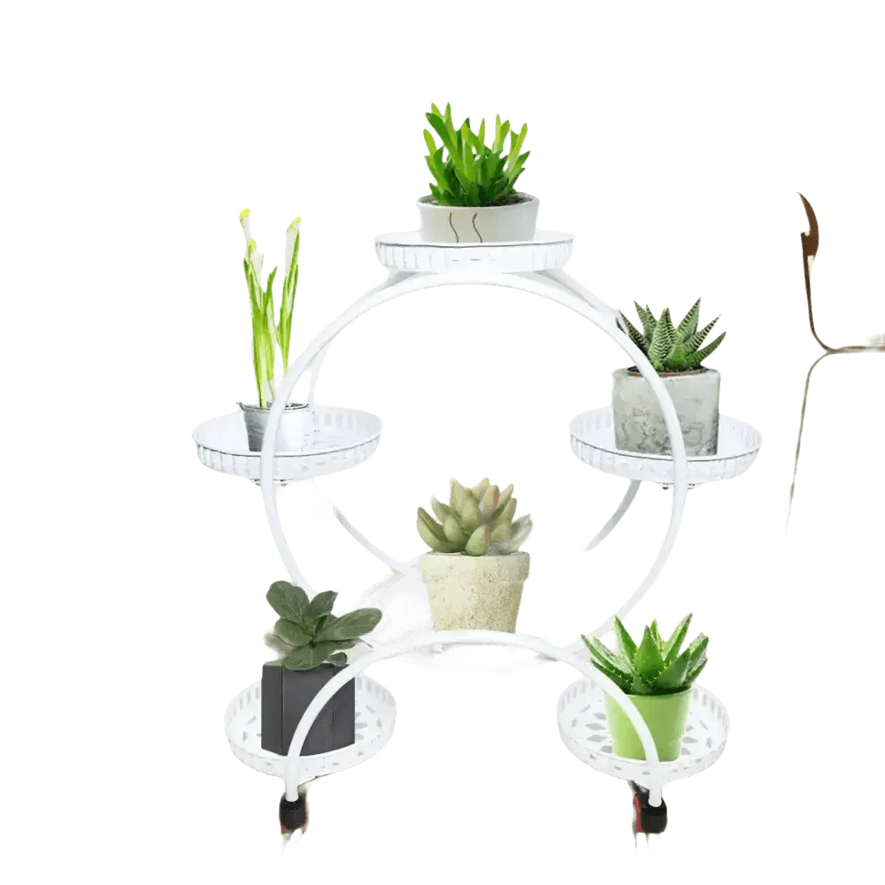 Black Metal Plant Stands Six Tier Circular Design Plant Stand by EASYBUY888 Store