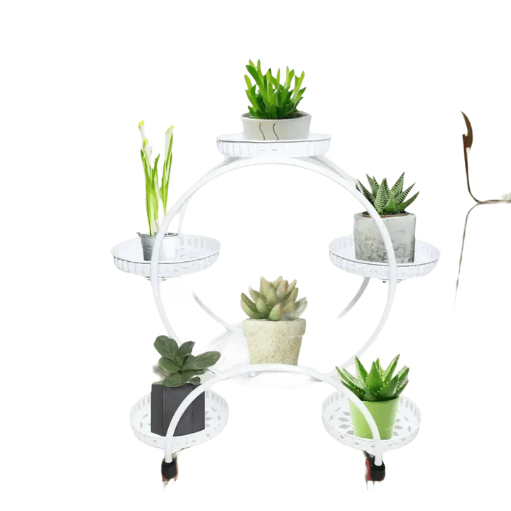 Black Metal Plant Stands Six Tier Circular Design - GiFTiFY