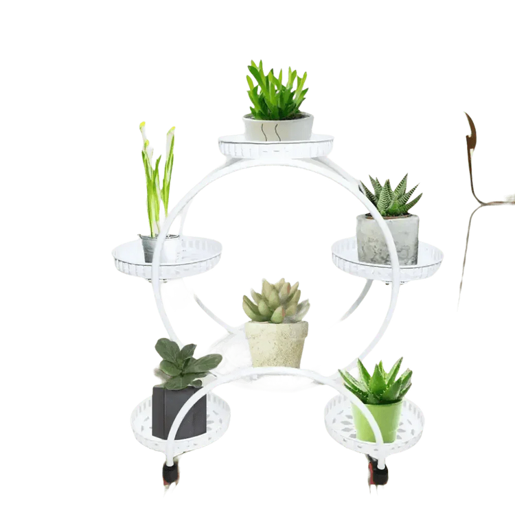 Black Metal Plant Stands Six Tier Circular Design - GiFTiFY