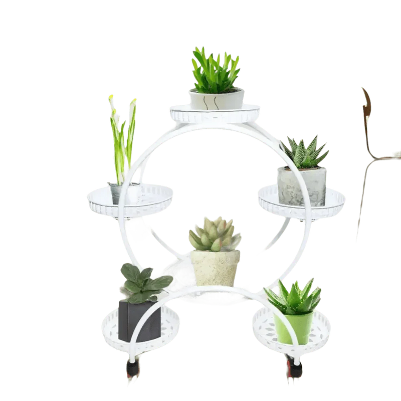 Black Metal Plant Stands Six Tier Circular Design Plant Stand by EASYBUY888 Store