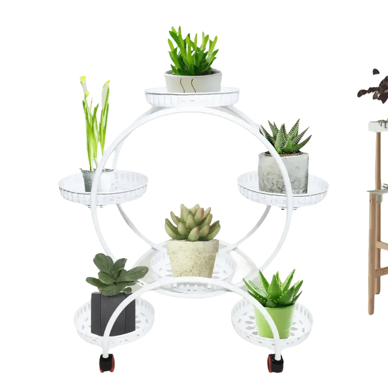 Black Metal Plant Stands Six Tier Circular Design Plant Stand by EASYBUY888 Store