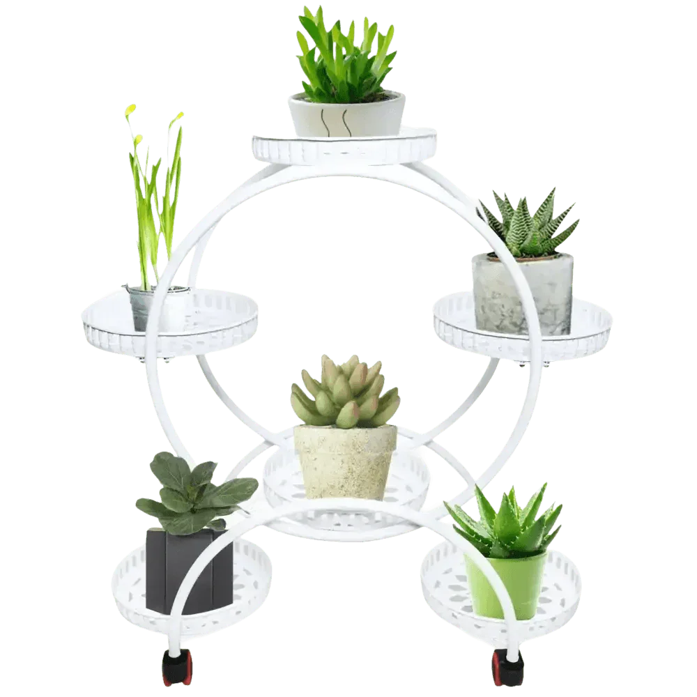Black Metal Plant Stands Six Tier Circular Design - GiFTiFY