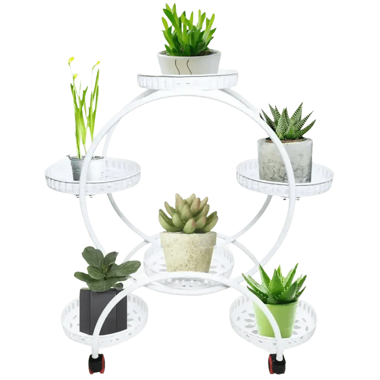 Black Metal Plant Stands Six Tier Circular Design - GiFTiFY