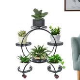 Black Metal Plant Stands Six Tier Circular Design - GiFTiFY