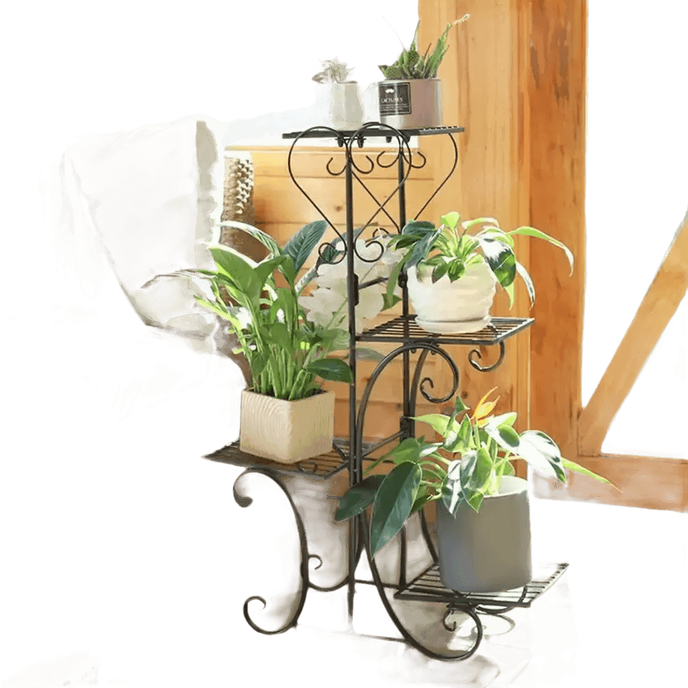 Tiered Metal Plant Stand with Plants - GiFTiFY
