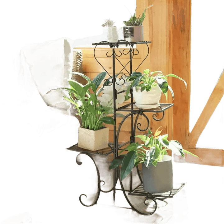 Tiered Metal Plant Stand with Plants - GiFTiFY
