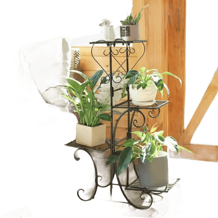 Tiered Metal Plant Stand with Plants - GiFTiFY
