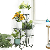 Tiered Metal Plant Stand with Plants - GiFTiFY