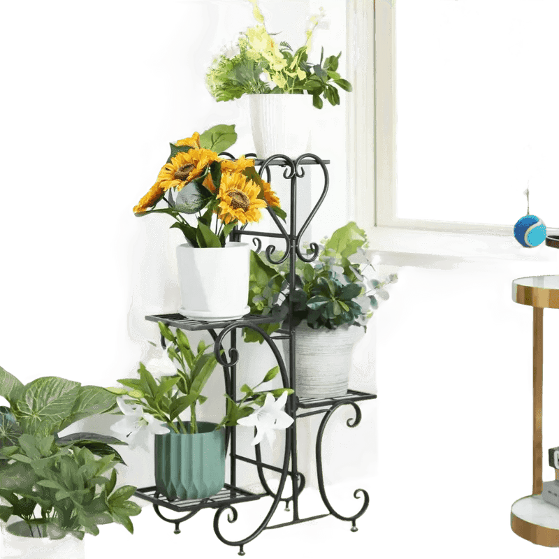 Tiered Metal Plant Stand with Plants - GiFiFY