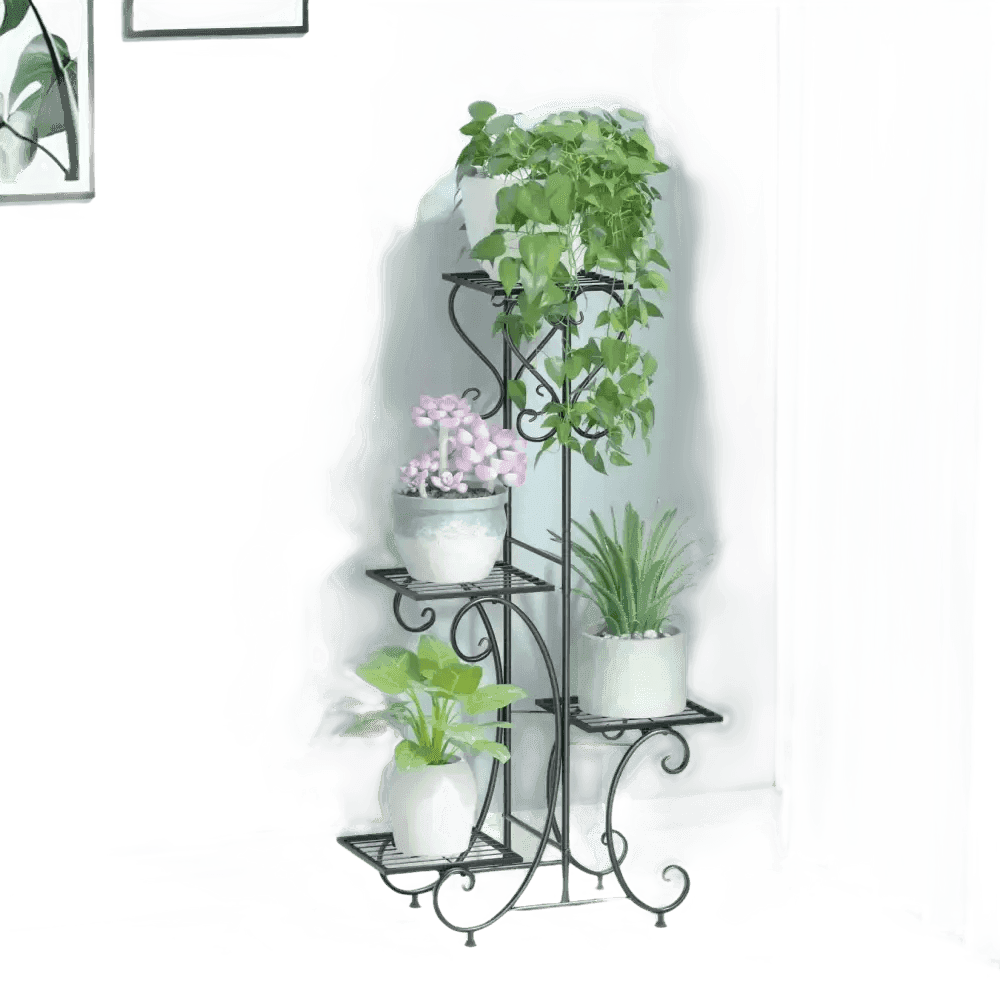 Tiered Metal Plant Stand with Plants - GiFTiFY