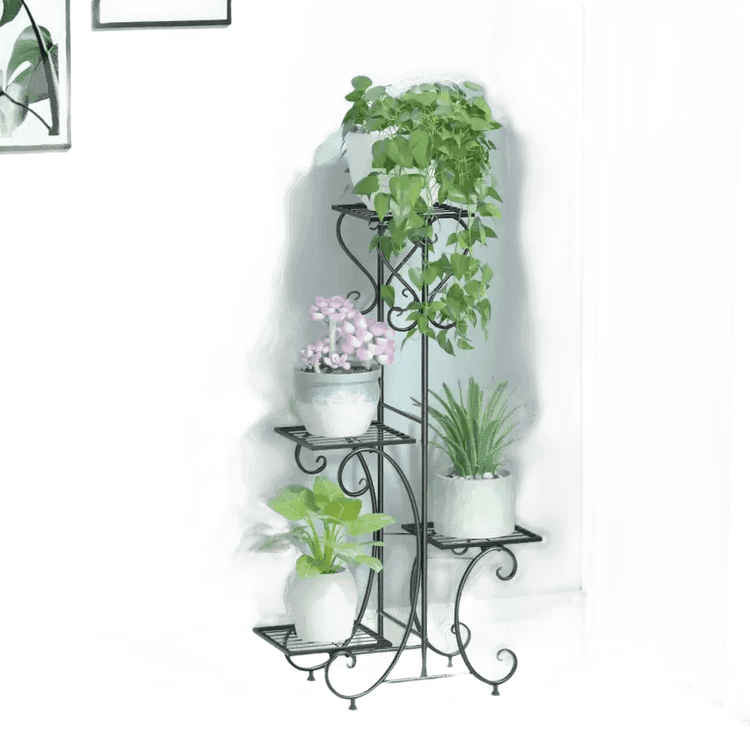 Tiered Metal Plant Stand with Plants - GiFTiFY