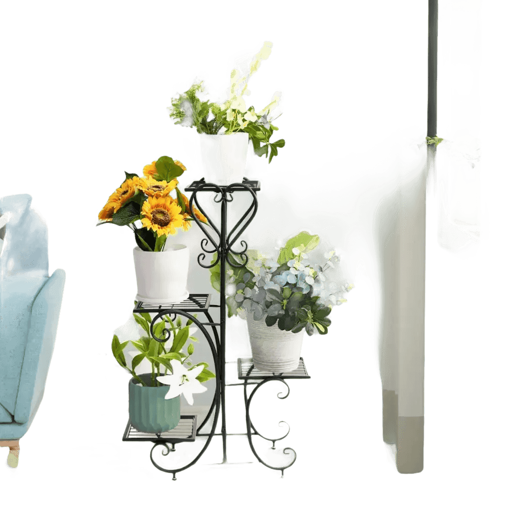 Tiered Metal Plant Stand with Plants - GiFTiFY