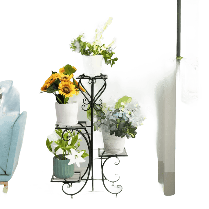 Tiered Metal Plant Stand with Plants - GiFTiFY