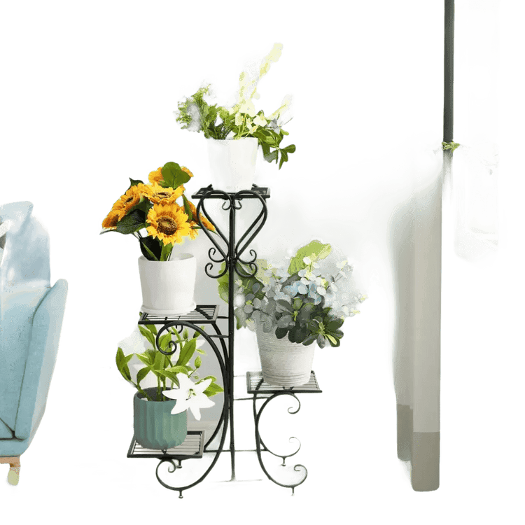 Tiered Metal Plant Stand with Plants - GiFTiFY