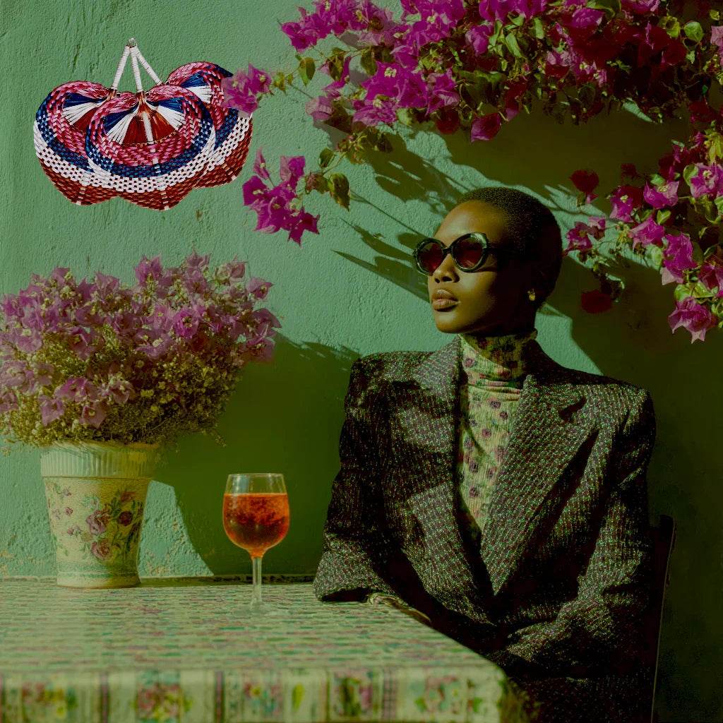 Tricolor Raffia Handmade Fan - GiFTiFY