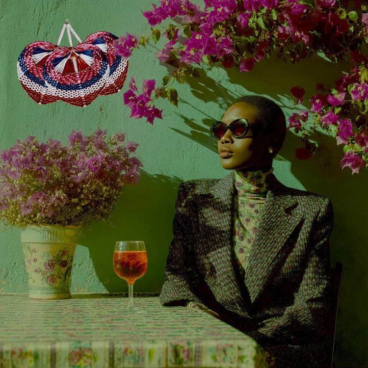 Tricolor Raffia Handmade Fan - GiFTiFY