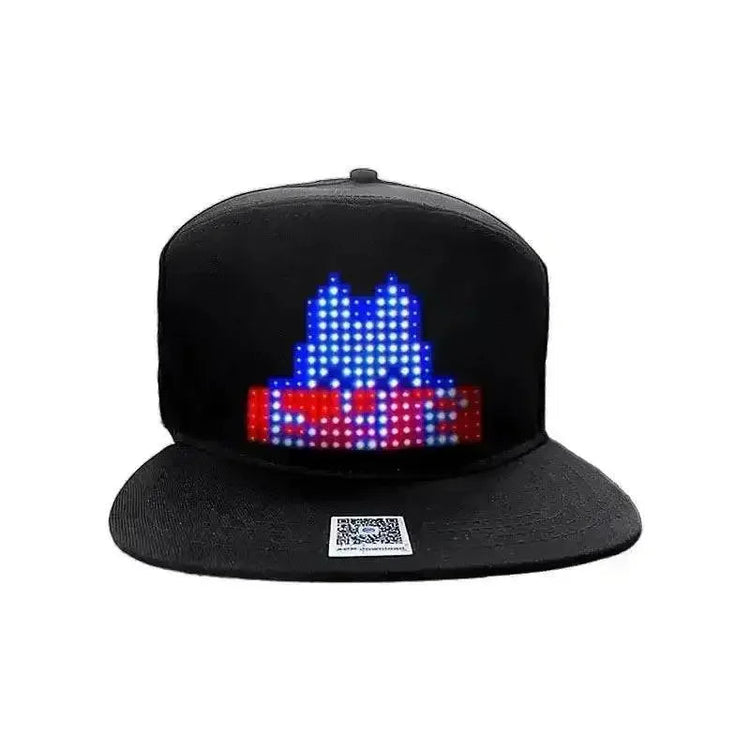 Two Black LED Message Display Baseball Cap USB Rechargeable - GiFTiFY