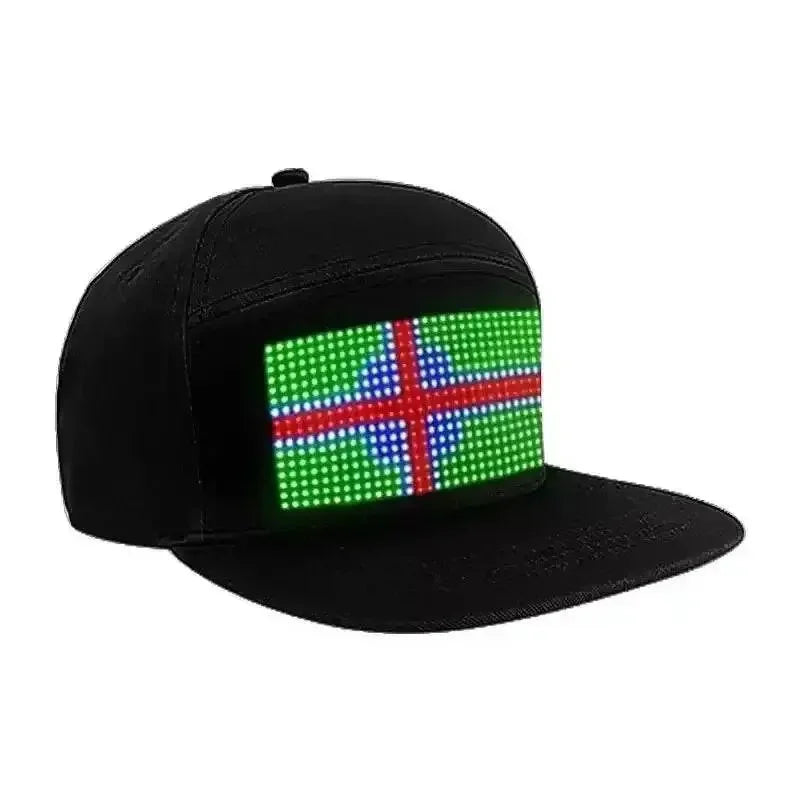Two Black LED Message Display Baseball Cap USB Rechargeable - GiFTiFY