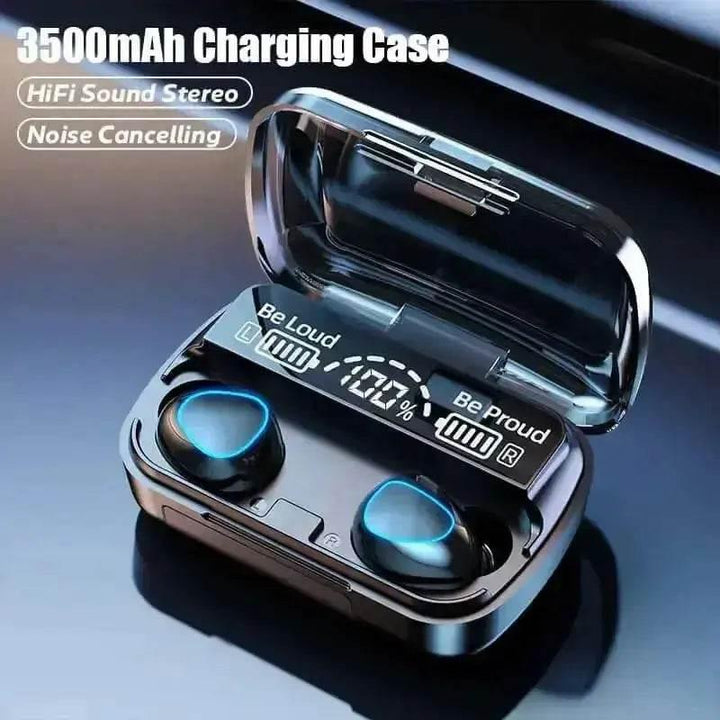 M10 Black TWS Bluetooth Earphones 3500mAh Charging Box - GiFTiFY