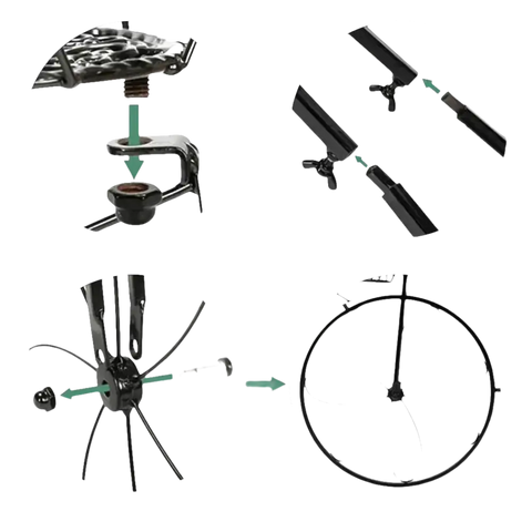 Bicycle planter stand assembly details.