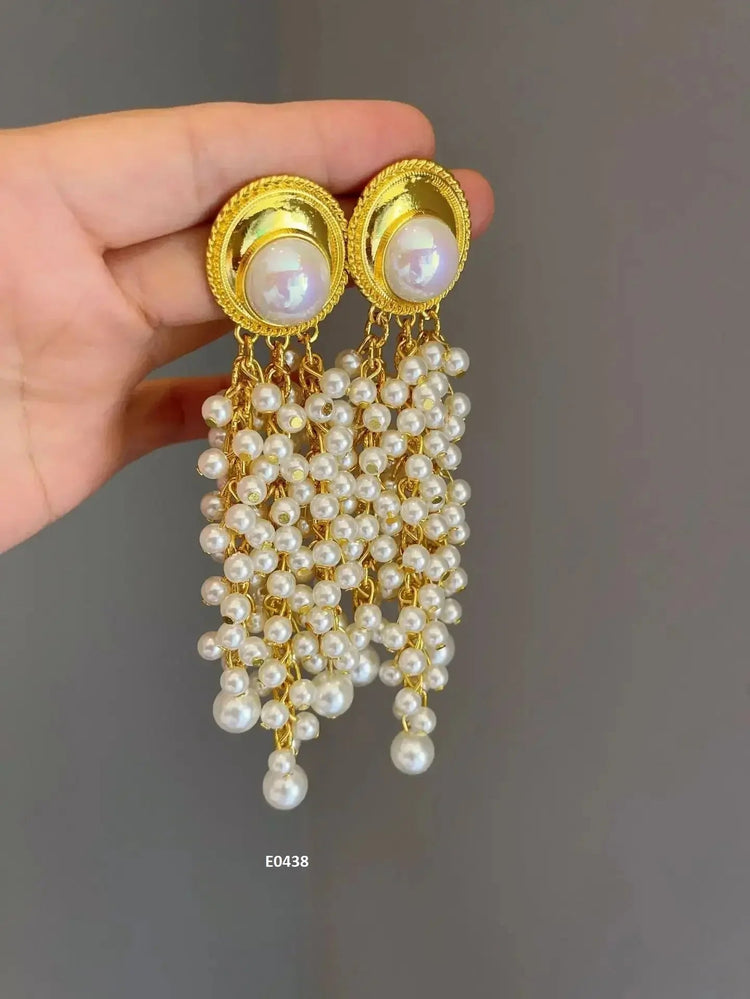 French Style Exaggerated Big Eyes Long Earrings Fashion Pearl Water Droplets Earring - GiFTiFY