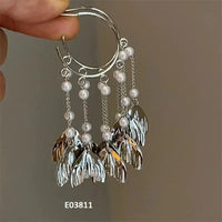 French Style Exaggerated Big Eyes Long Earrings Fashion Pearl Water Droplets Earring