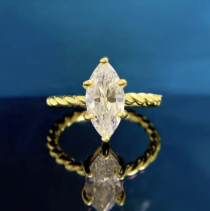 Radiant Cut Lab Moissanite Diamond Ring 100% Real 925 Rings by Dropshee