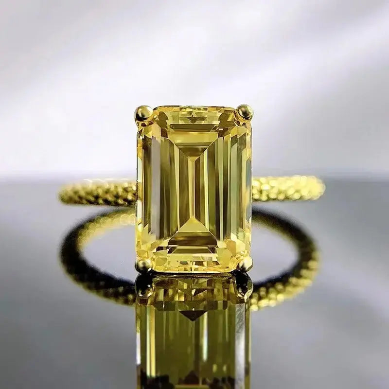 Radiant Cut Lab Moissanite Diamond Ring 100% Real 925 Rings by Dropshee