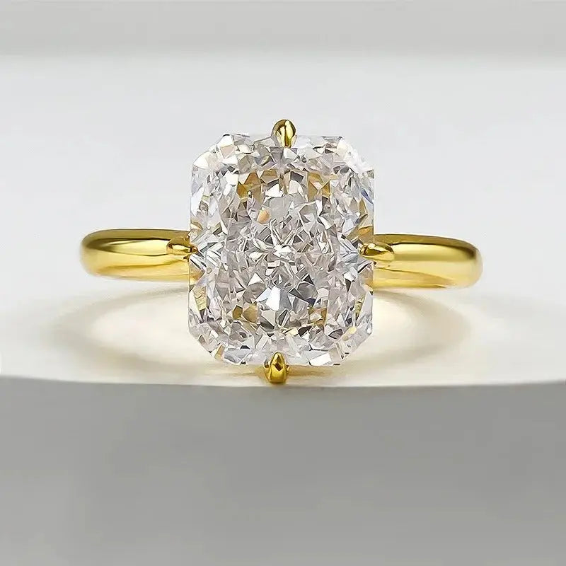 Radiant Cut Lab Moissanite Diamond Ring 100% Real 925 Rings by Dropshee