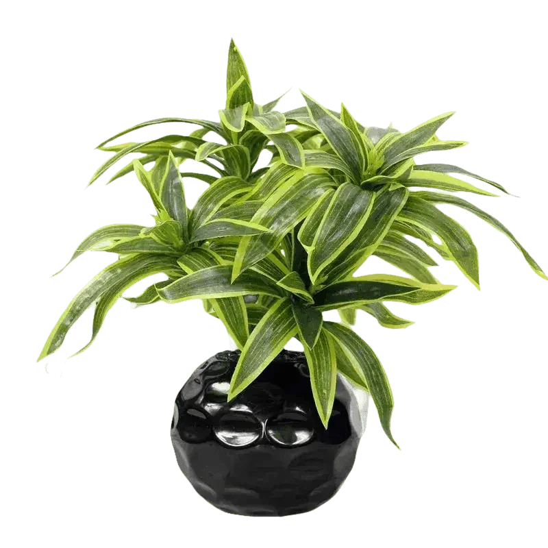 Variegated Dracaena Artificial Palm Tree in Textured Pot fake trees by Kmitang Official Store