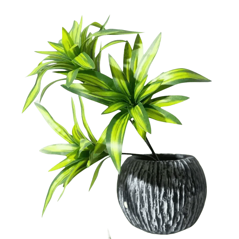 Variegated Dracaena Artificial Palm Tree in Textured Pot fake trees by Kmitang Official Store