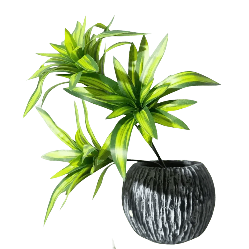 Variegated Dracaena Artificial Palm Tree in Textured Pot fake trees by Kmitang Official Store