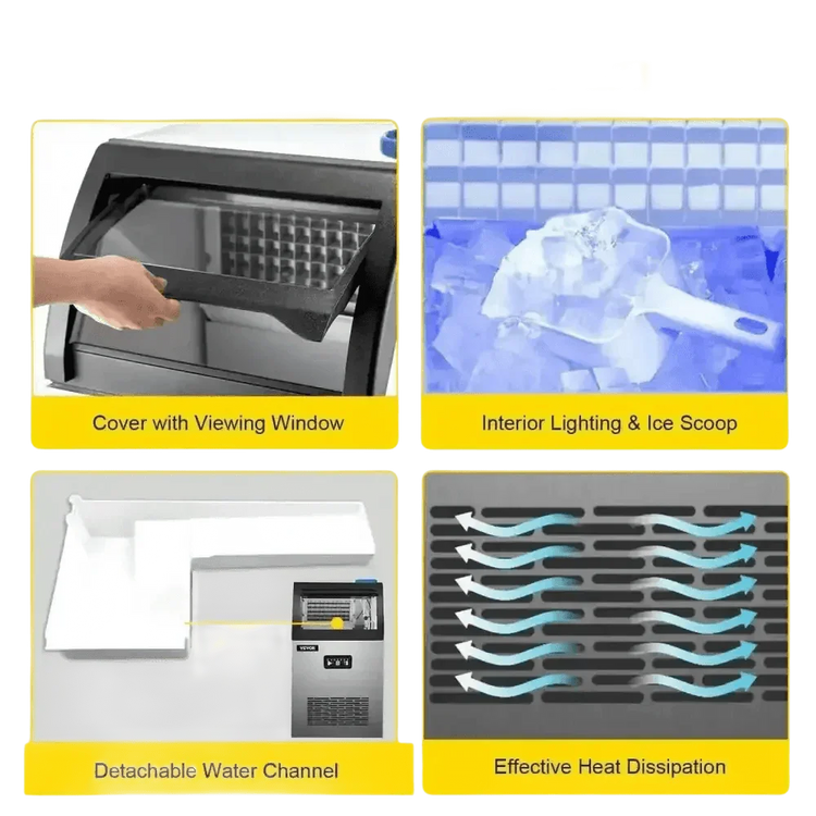 Vevor Commercial Ice Maker Stainless Steel Built-In - GiFTiFY