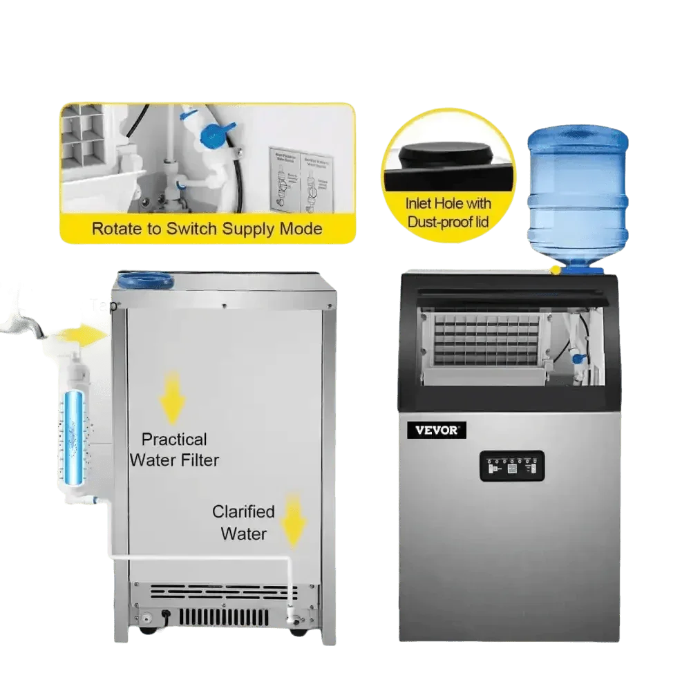 Vevor Commercial Ice Maker Stainless Steel Built-In - GiFTiFY