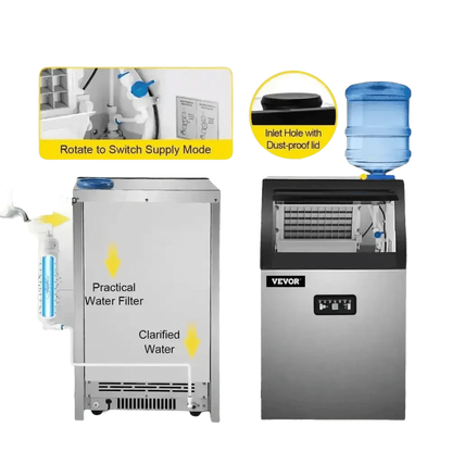 Vevor Commercial Ice Maker Stainless Steel Built-In - GiFTiFY