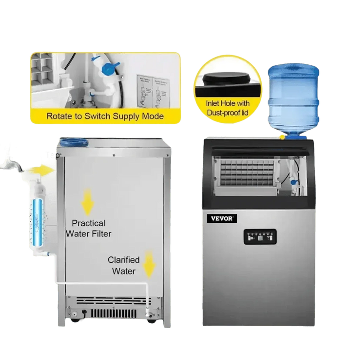 Vevor Commercial Ice Maker Stainless Steel Built-In - GiFTiFY