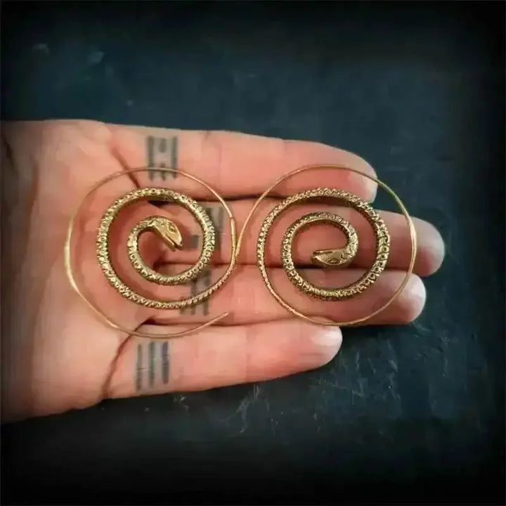 Vintage Egyptian Inspired Designs Sacred Wings Scarab Large Hoops Earrings Gypsy Tribal Women Gold Color Earrings Party Gift - GiFTiFY