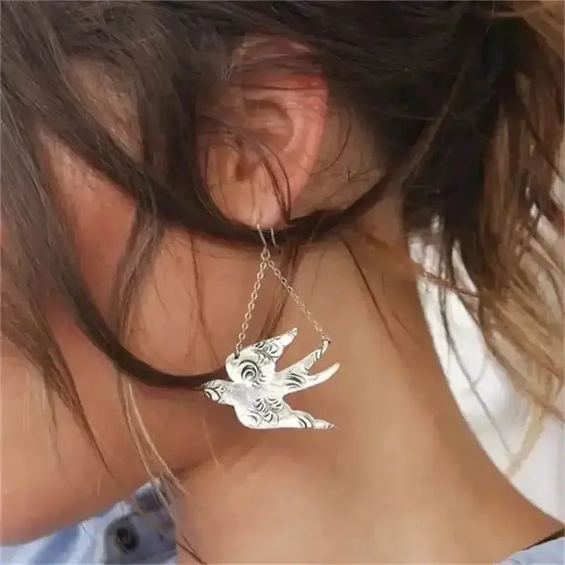 Vintage Egyptian Inspired Designs Sacred Wings Scarab Large Hoops Earrings Gypsy Tribal Women Gold Color Earrings Party Gift - GiFTiFY